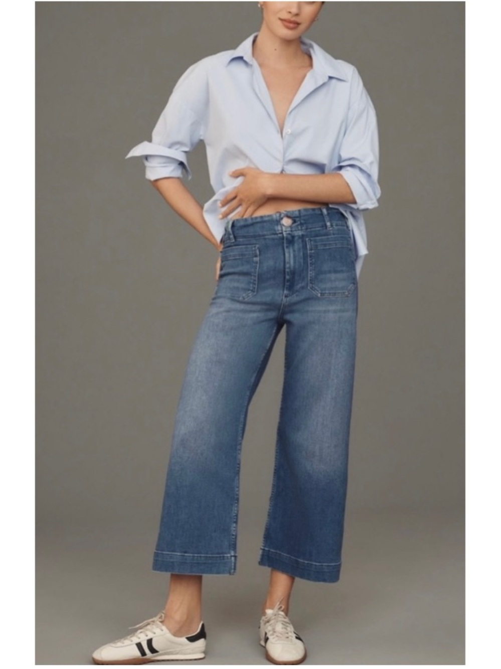 Maeve by Anthropologie The Colette Crop Wide-Leg Patch Pocket Jeans Size 27